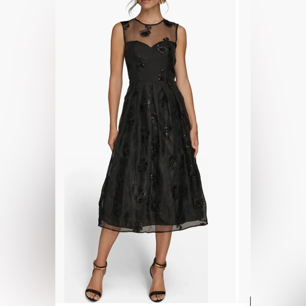 ORGANZA SLEEVELESS BEAD MIDI GOWN